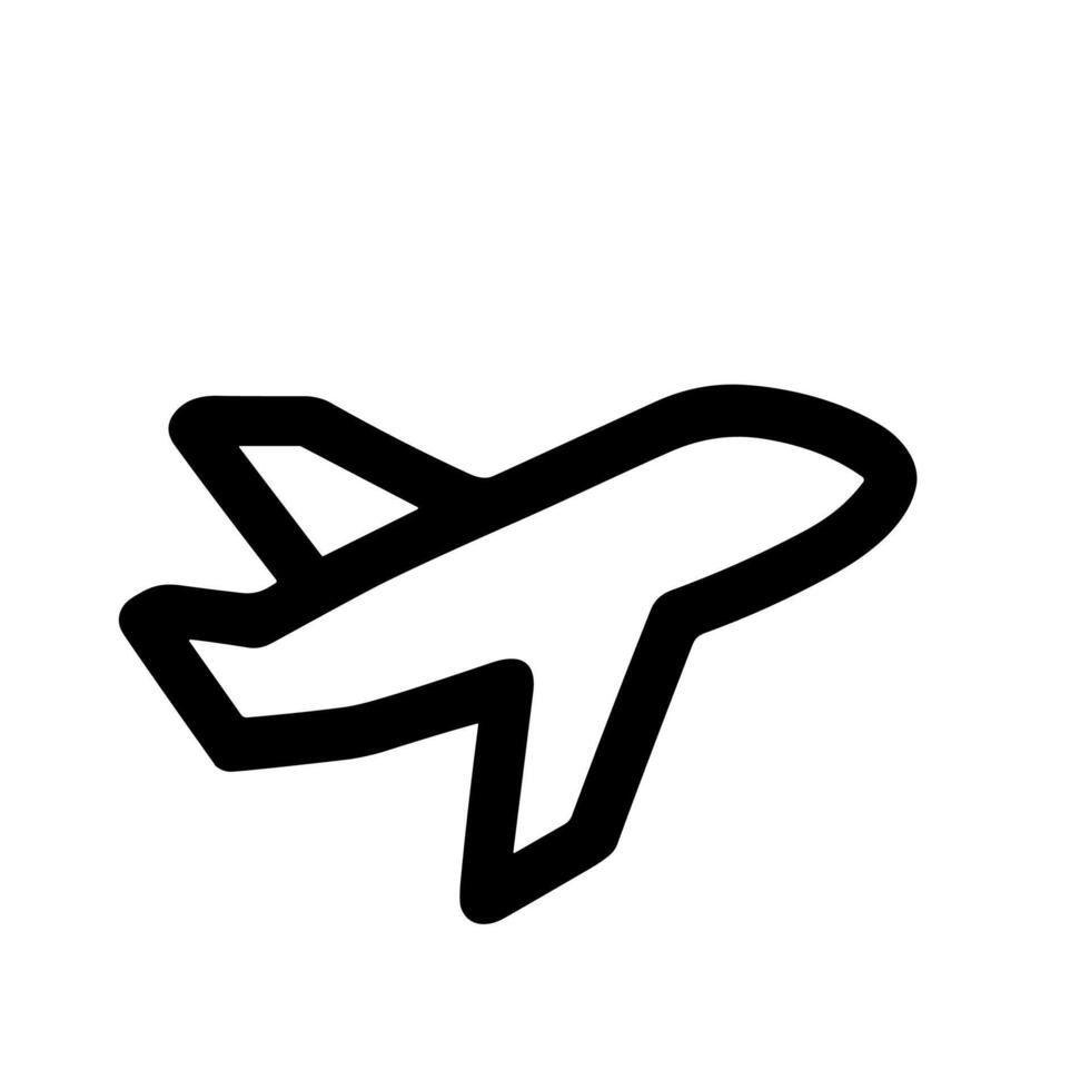 Simple Outline Black Airplane Shape Icon, Flying Transport Symbol Element vector