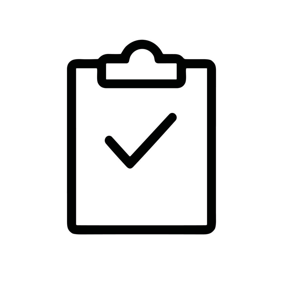 Minimalist Outline Clipboard Check Mark Symbol Graphic Element Icon Design vector