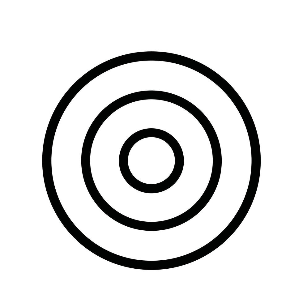 Simple Outline Concentric Circle Target Shape Icon Isolated on White Background vector