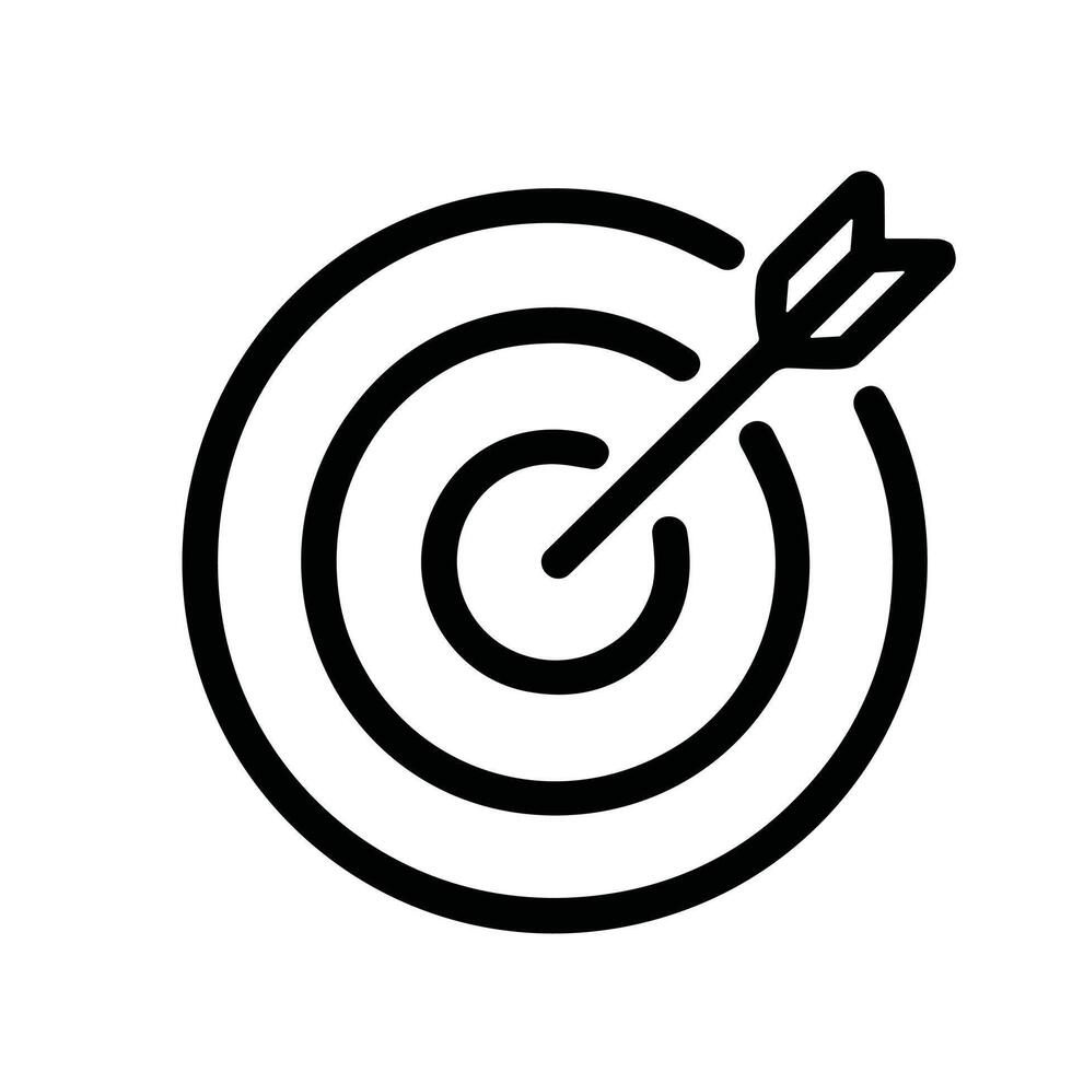 Minimalist Outline Dartboard Arrow Aim Target Achievement Focus Icon vector