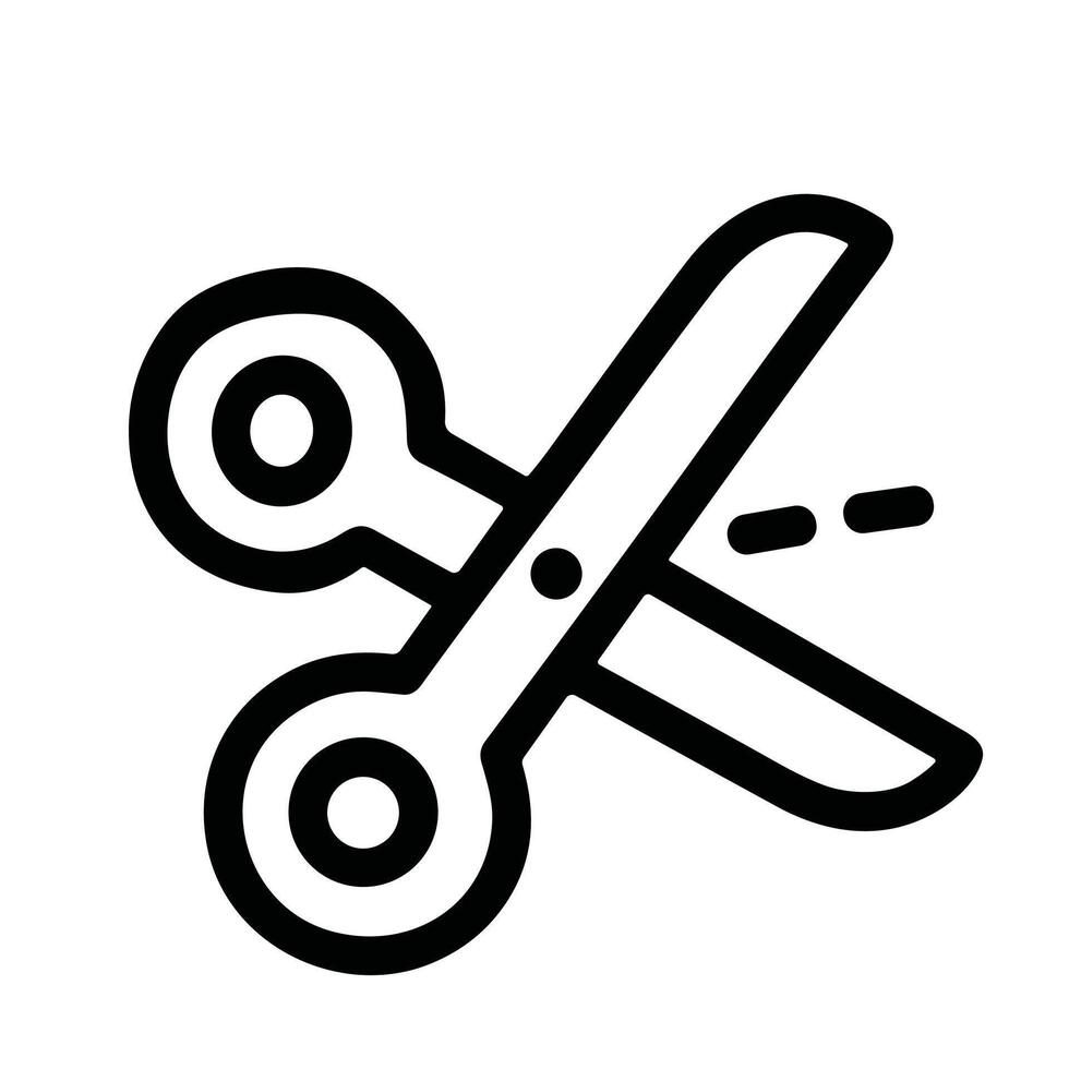 Minimalist Outline Scissors Cutting Line Sign Shape Icon Element Design vector
