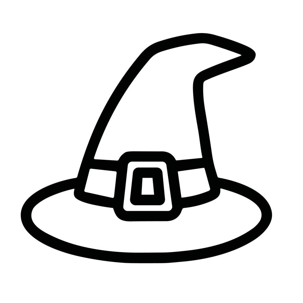 Simple Line Art Witch Hat with Buckle Halloween Costume Icon vector