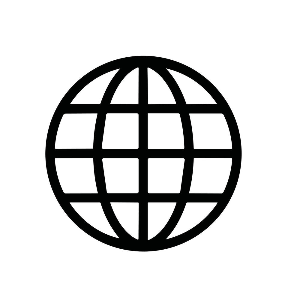 Simple Outline World Globe Grid Icon Symbol Communication Technology vector