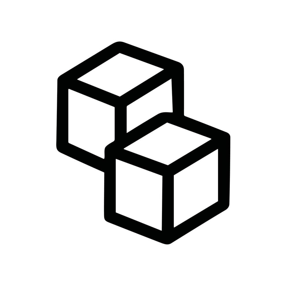 Minimalist Outline Two Cubes Geometric Block Structure Shape Icon vector