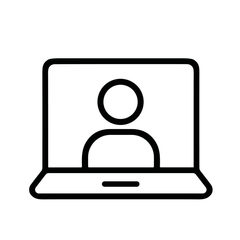 Simple Outline Notebook Computer Human Shape User Interface Icon vector