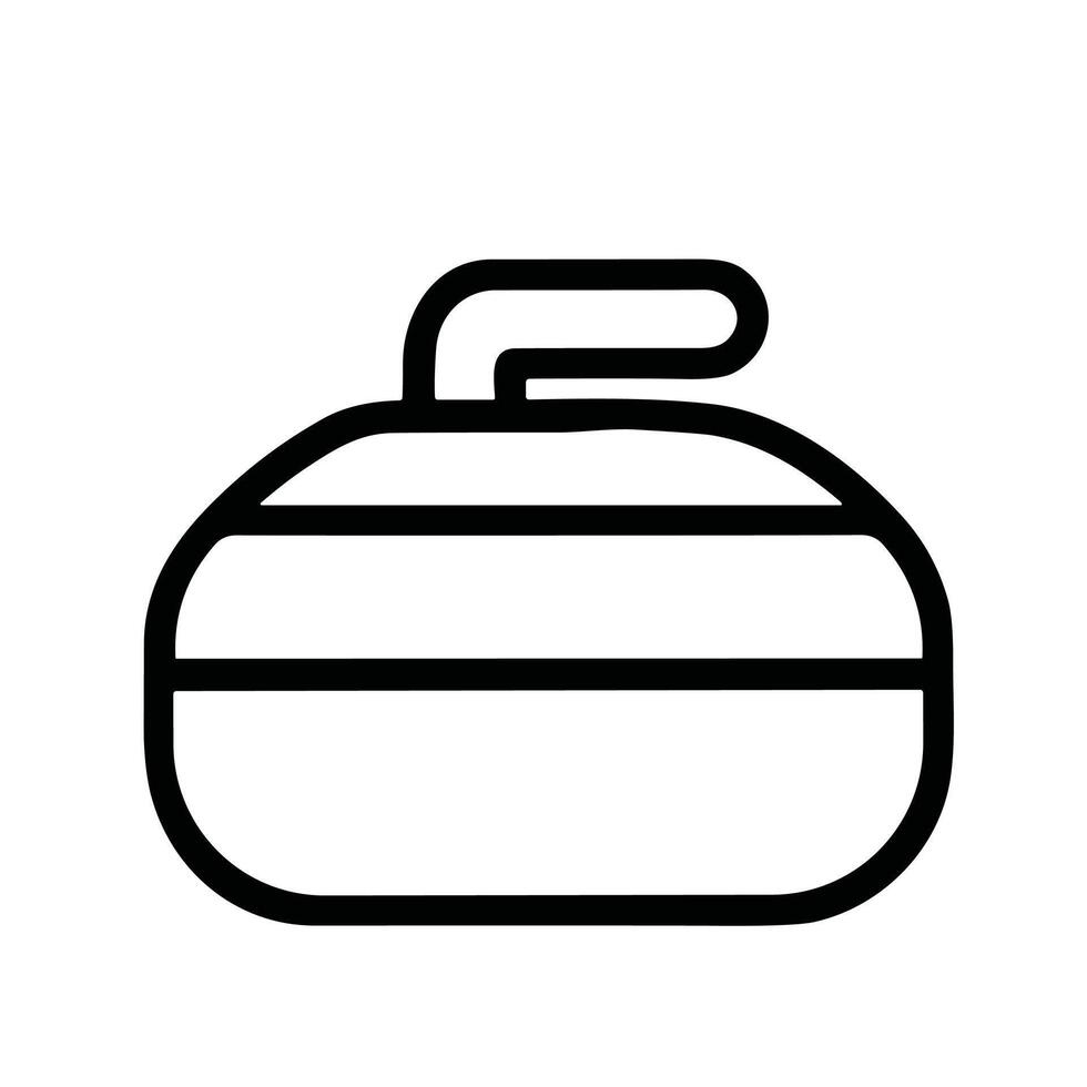 Black Outline Simple Curling Stone Equipment Sign Shape Icon vector