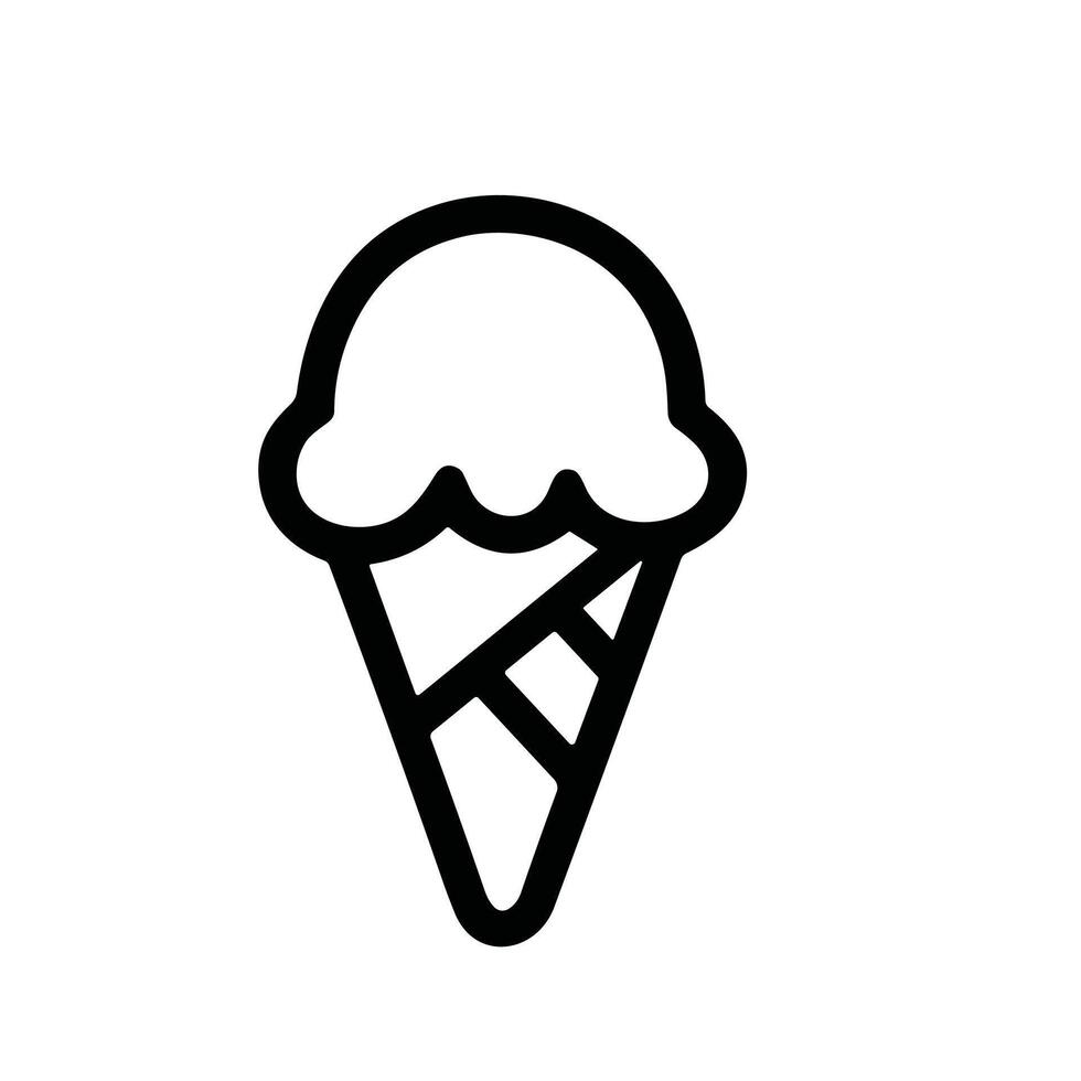 Simple Outline Drawing Ice Cream Cone Dessert Sweet Food Icon vector