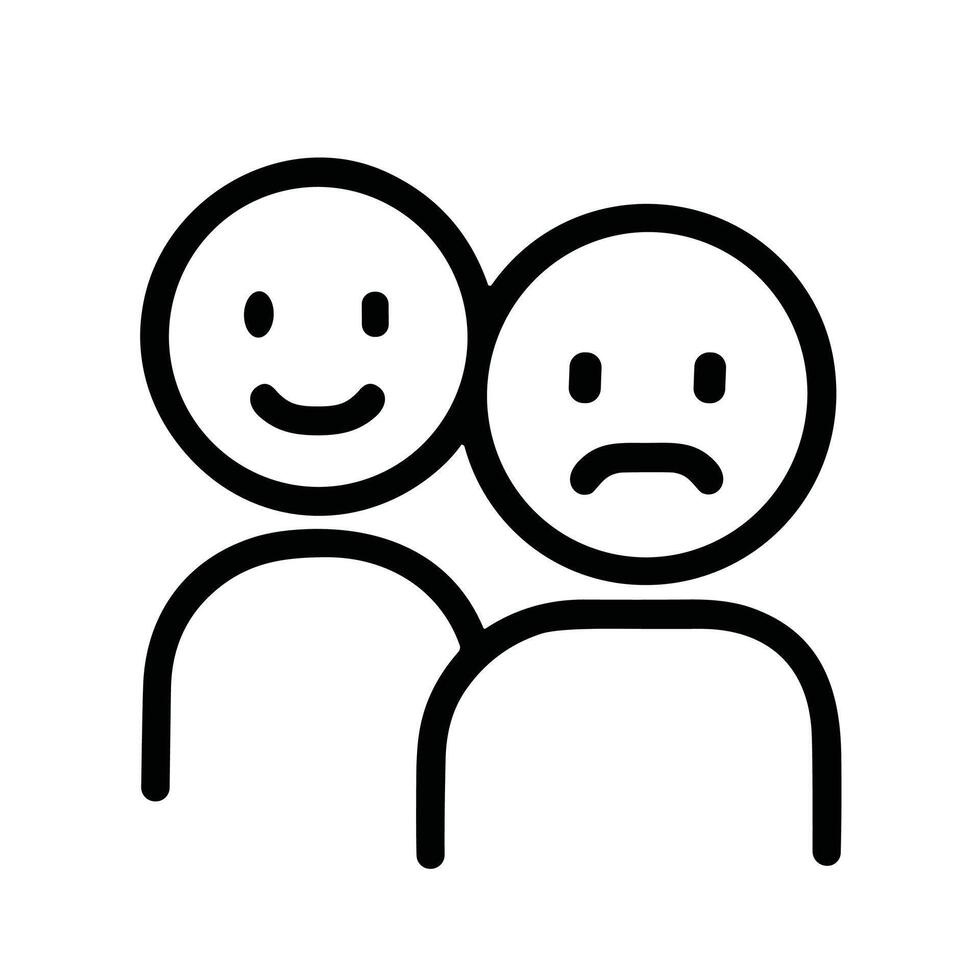 Minimalist Line Art Emotion Faces Diverse Mood Expression Illustration Icon vector