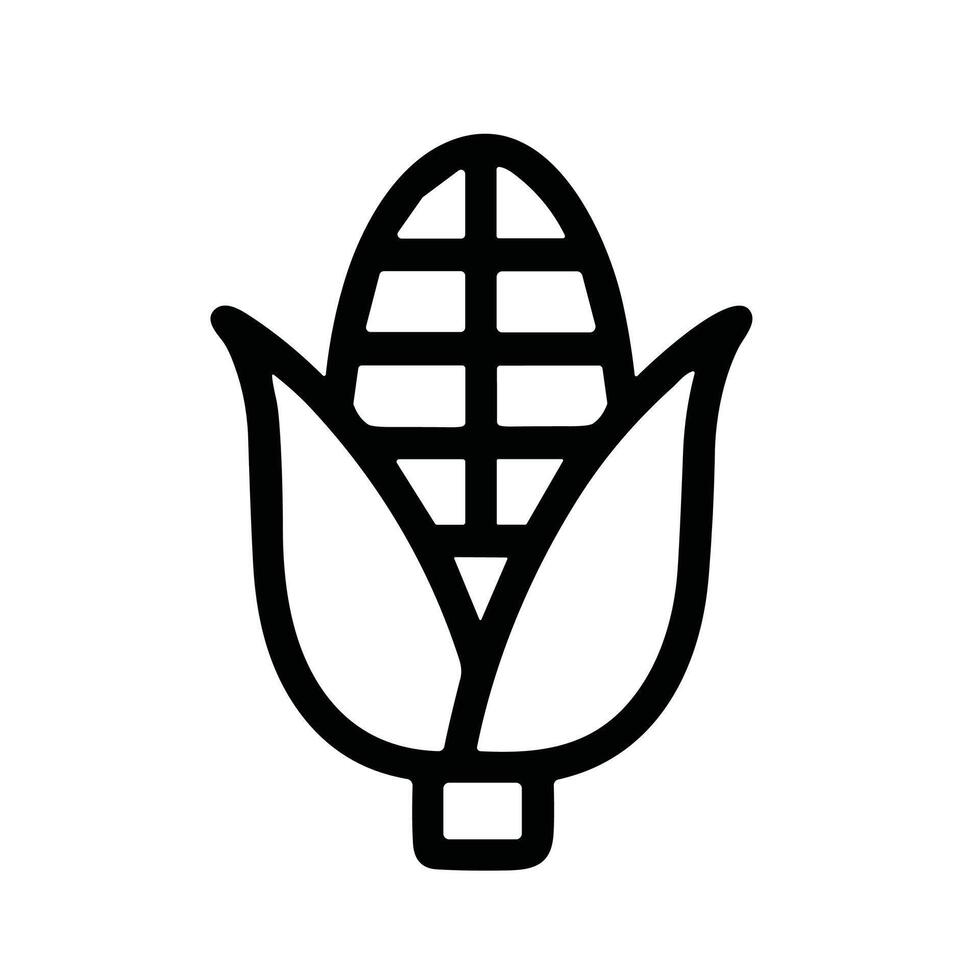 Outline Simple Sweetcorn Cob Maize Vegetable Farming Food Icon vector