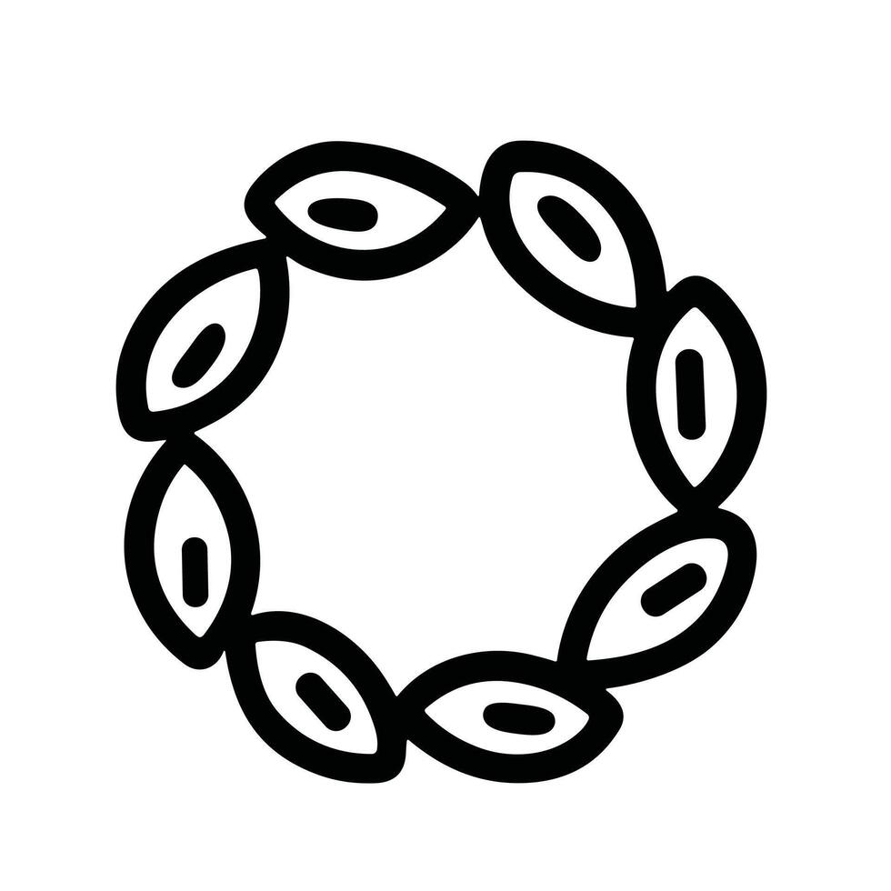 Simple Handdrawn Circular Seed Pod Ring Shape Minimalist Botanical Element vector