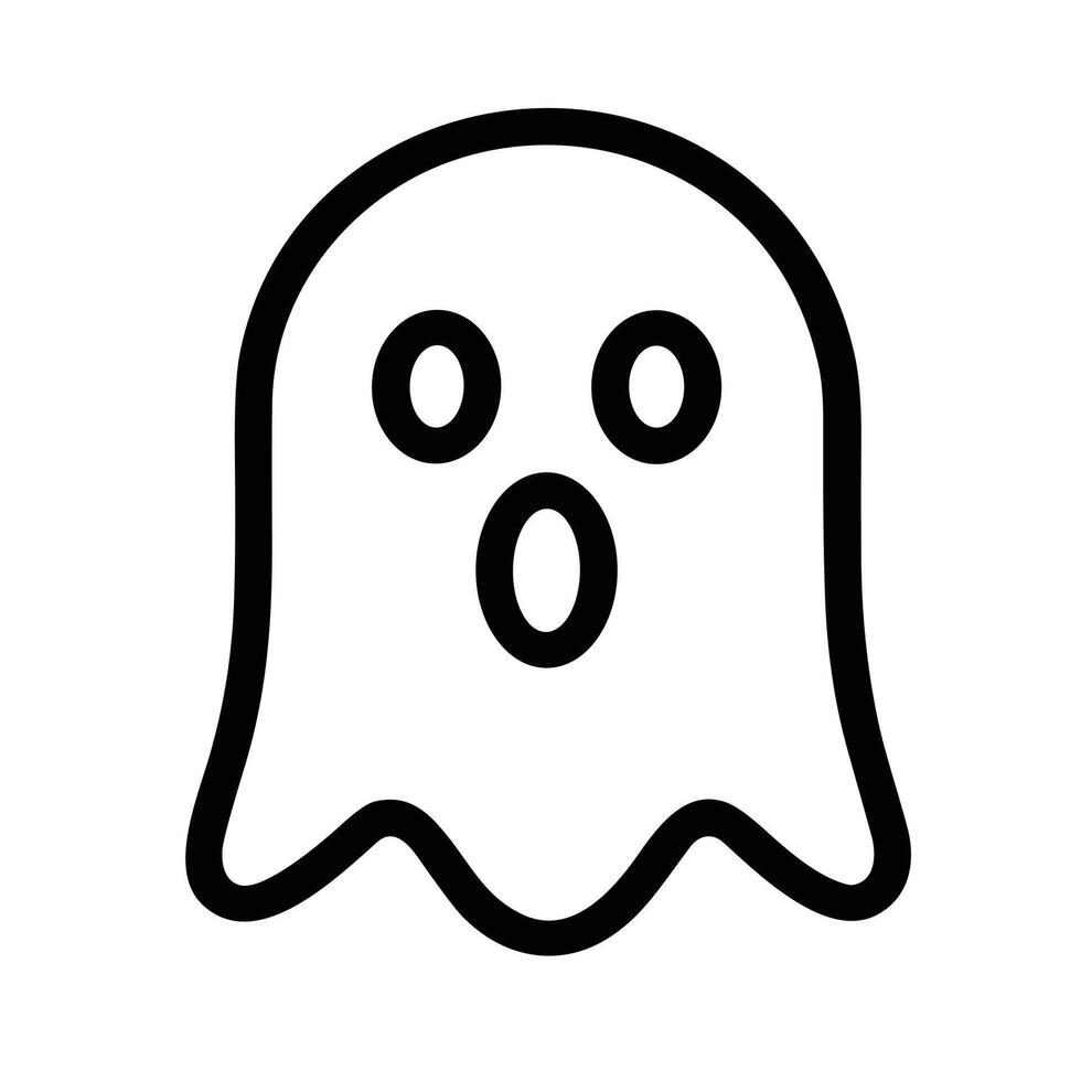 Minimalist Outline Ghost Apparition Spooky Character Frightening Silhouette Icon vector