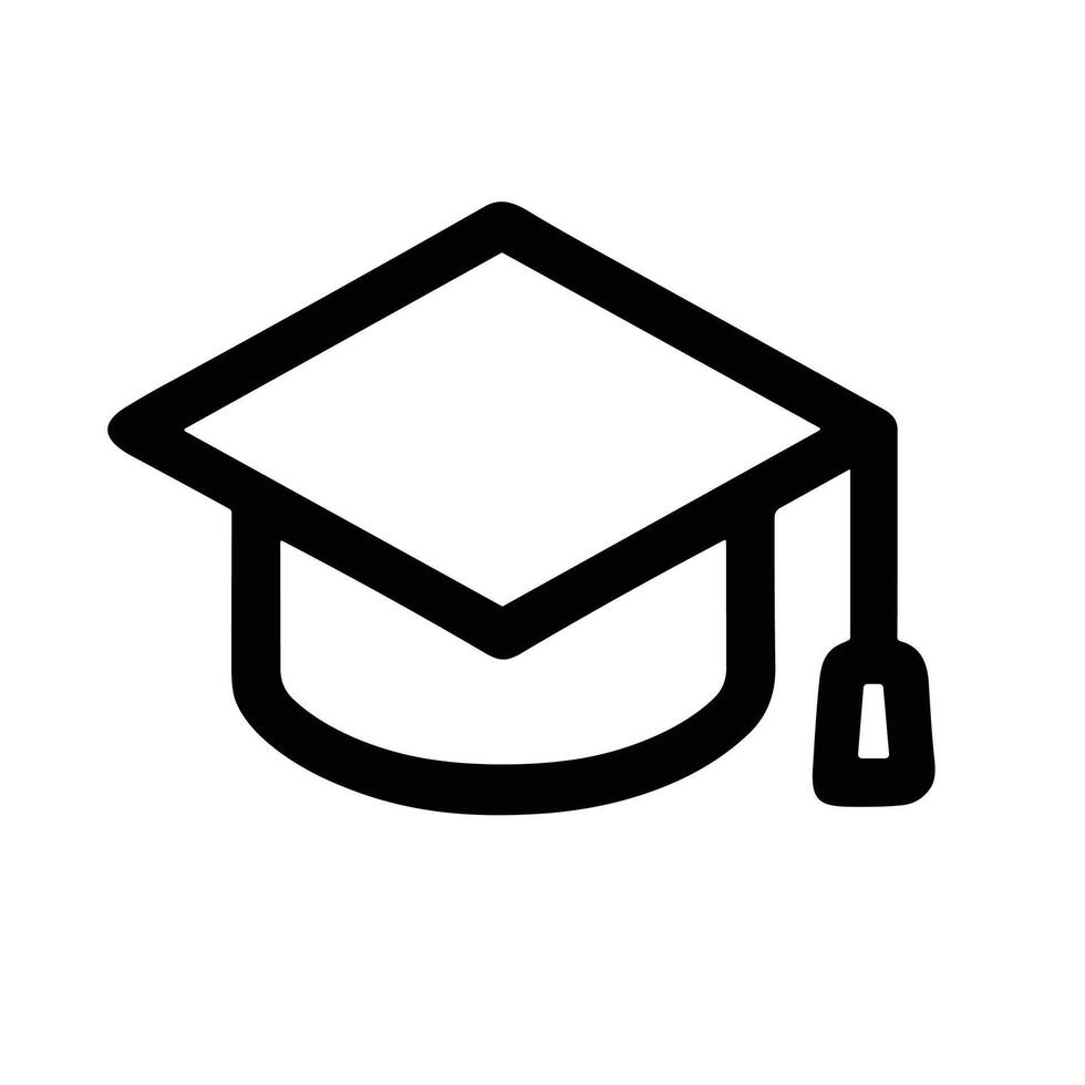 Simple Outline Graduation Cap Academic Achievement Icon Symbol Graphic Element vector
