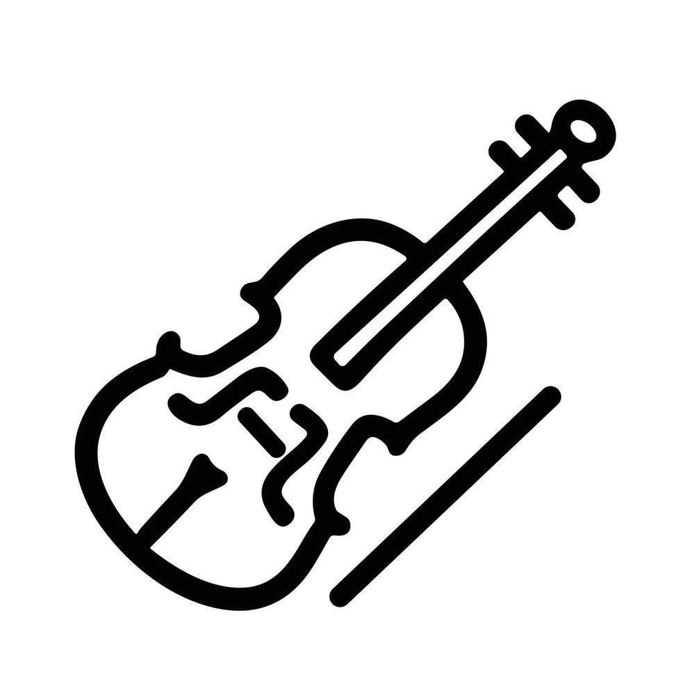 Simple Line Drawing Violin Instrument with Bow Musical Outline Icon vector