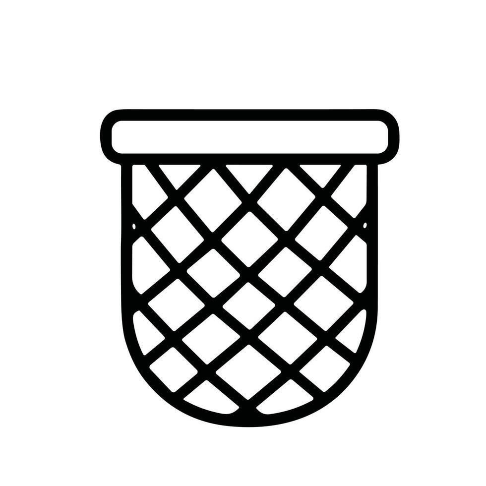 Simple Outline Drawn Basket Empty Storage Minimalist Grocery Icon vector
