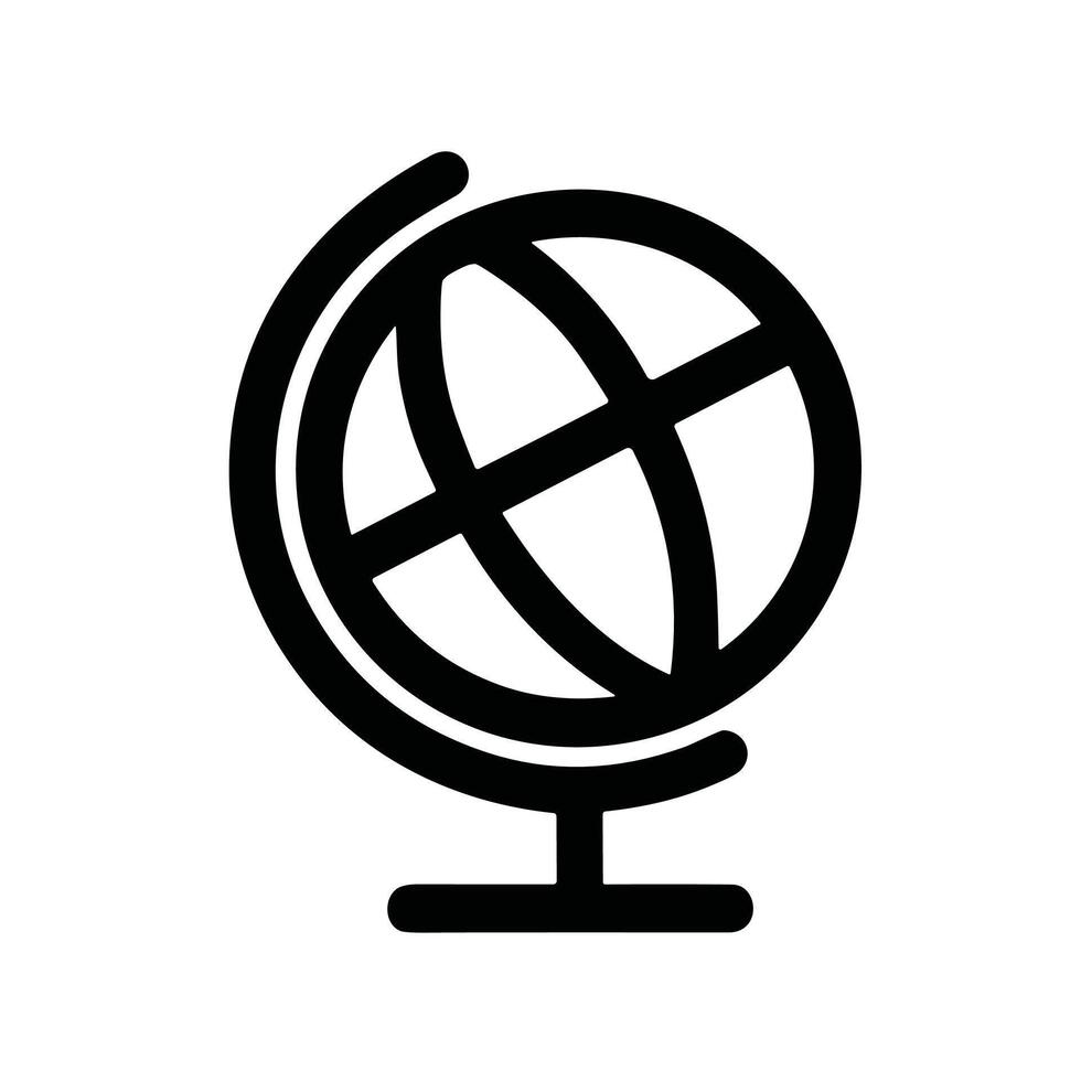 Minimalist Black Line Globe Earth World Map Education Icon Graphic vector