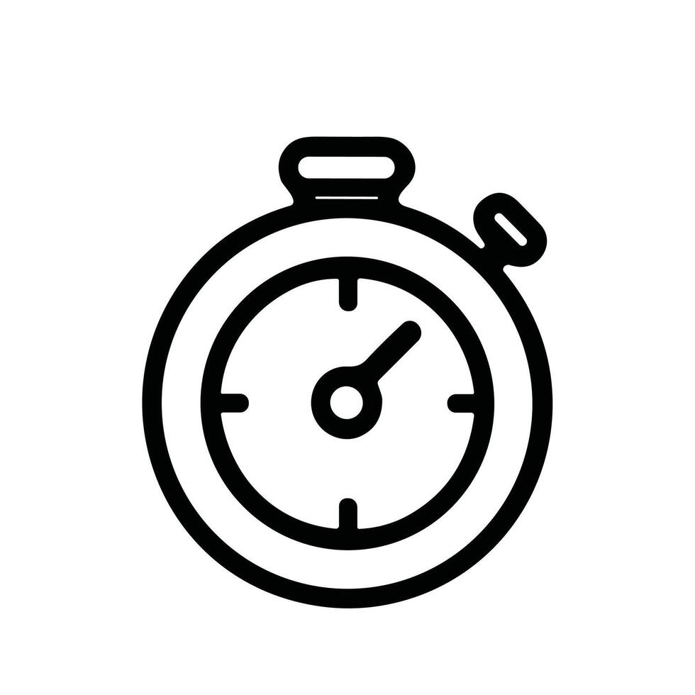 Simple Line Stopwatch Outline with Minute and Second Hands Clock Icon vector