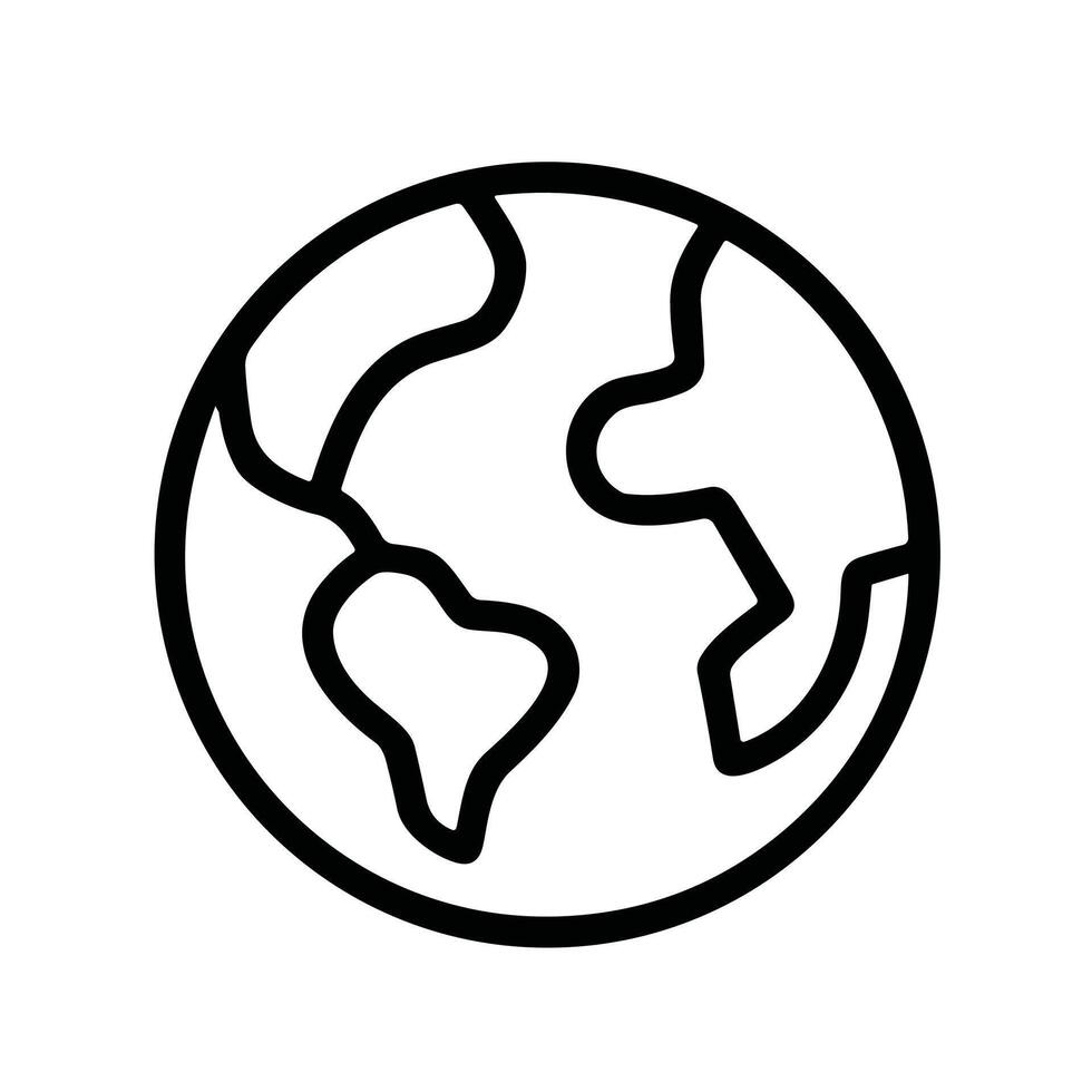 Simple Outline Earth Globe Sphere Geography World Global Icon Element vector