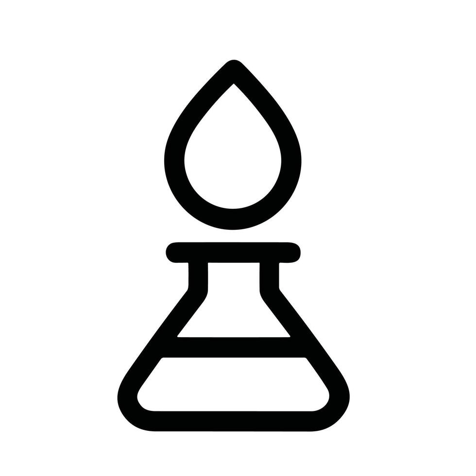 Minimalist Outline Chemical Beaker and Water Drop Science Experiment Icon vector