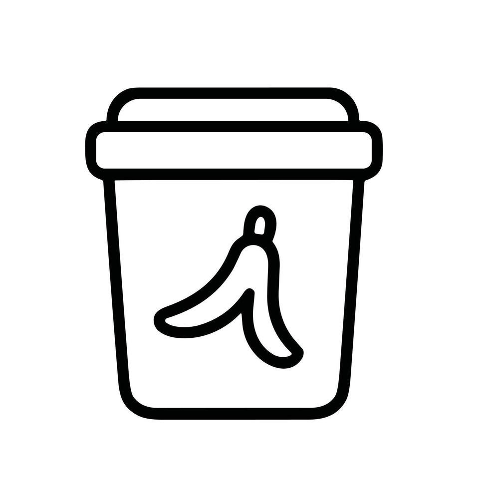 Simple Outline Food Waste Bin Icon Sign Shape Illustration Element vector