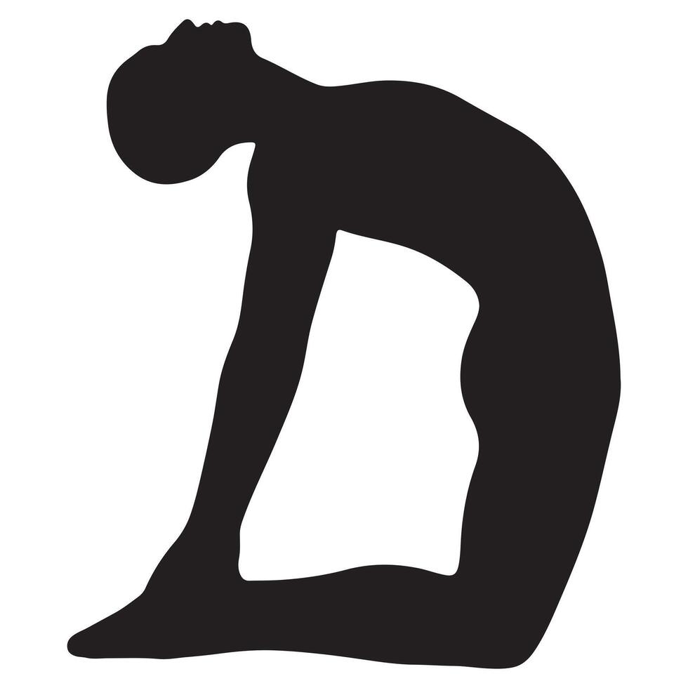 Man in Camel Pose Yoga Silhouette vector