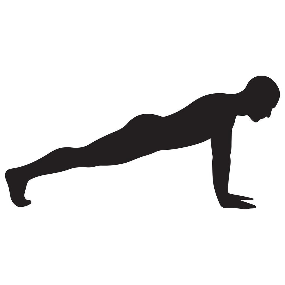 man plank pose yoga silhouette artwork vector