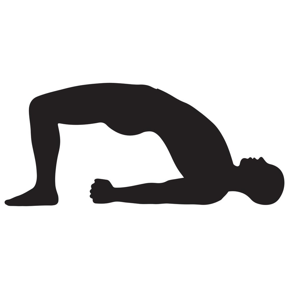 Man in Bridge Pose Yoga Silhouette vector