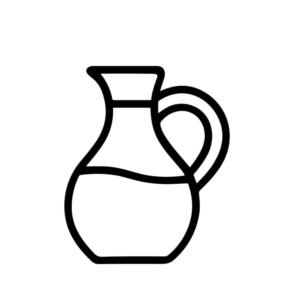 Simple Outline Milk Jug with Handle and Water Line Illustration vector