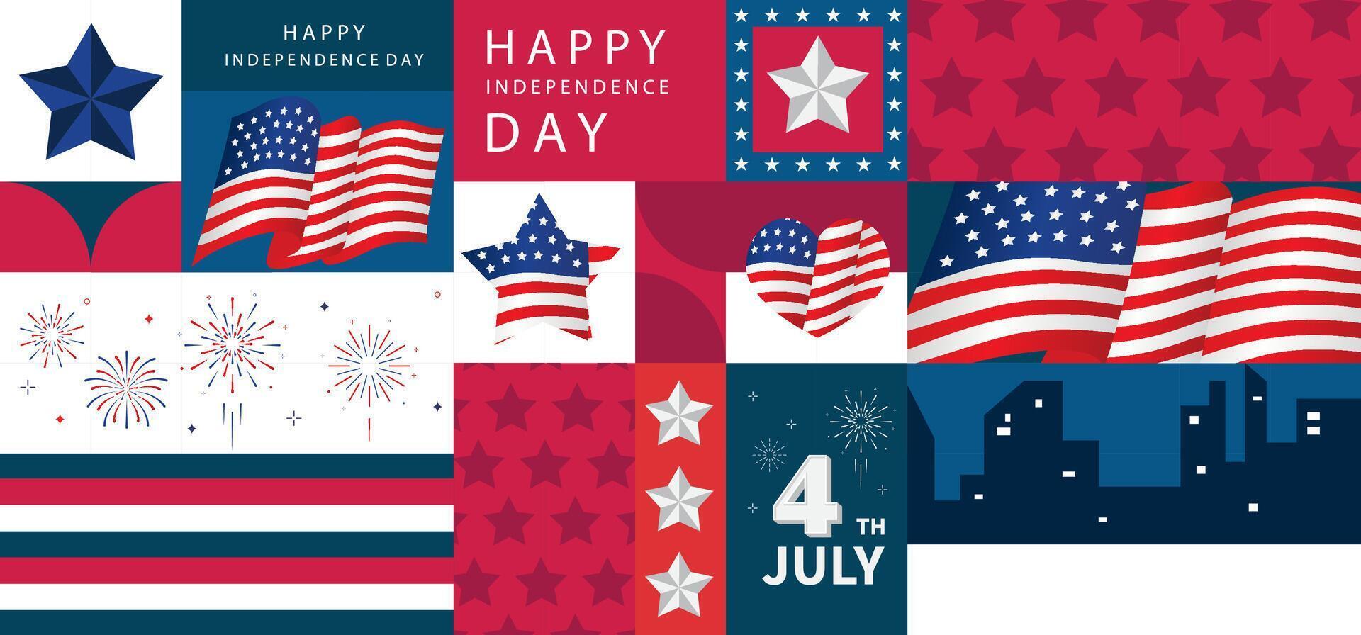 banner of 4th of July Independence Day background with geometric vector