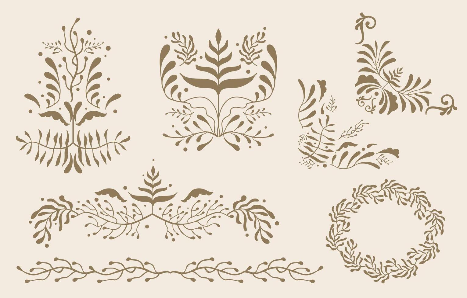 Retro flower and leaves border element object vector