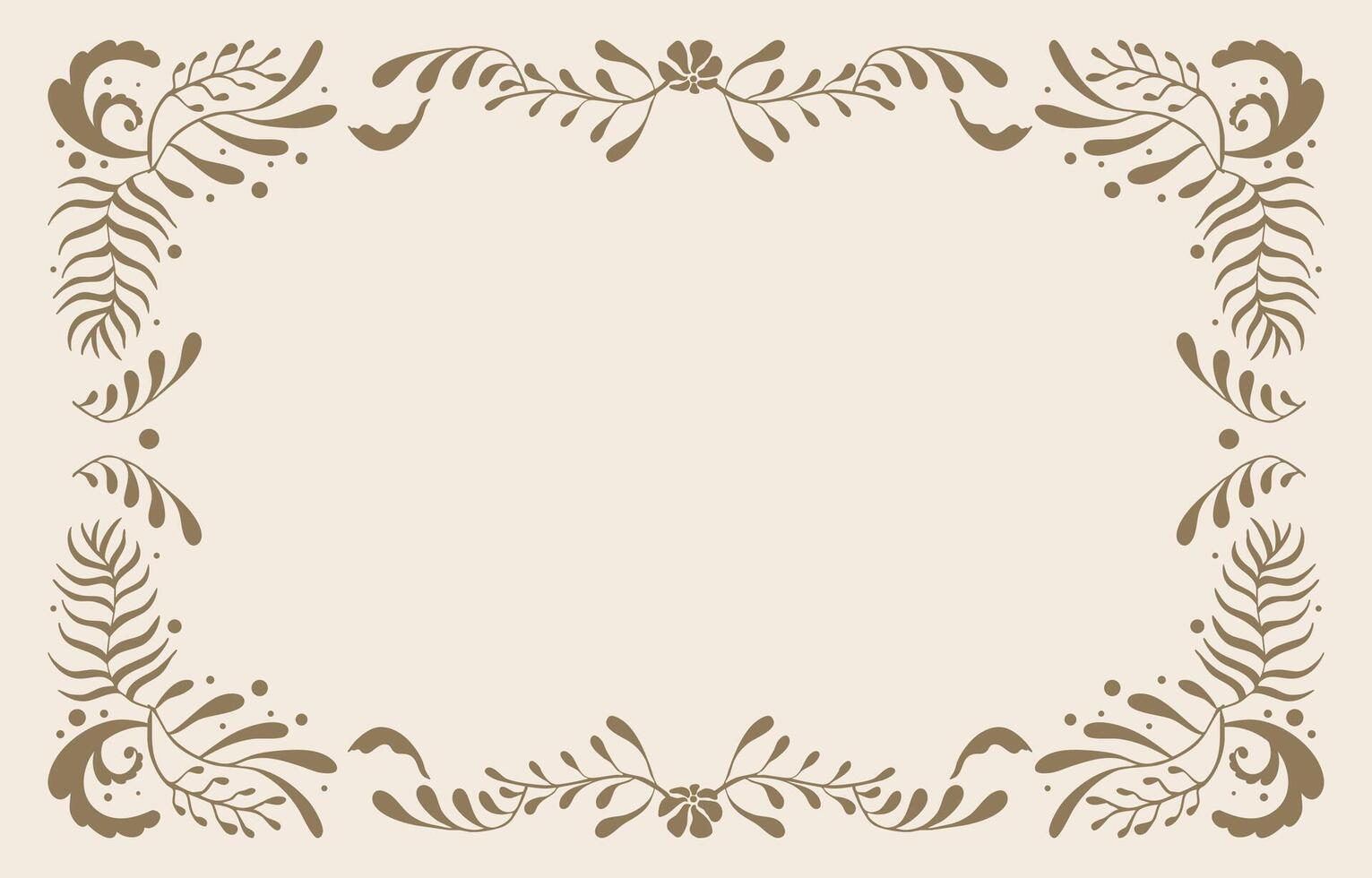 Retro flower frame banner in wavy line style for horizontal A4 design vector