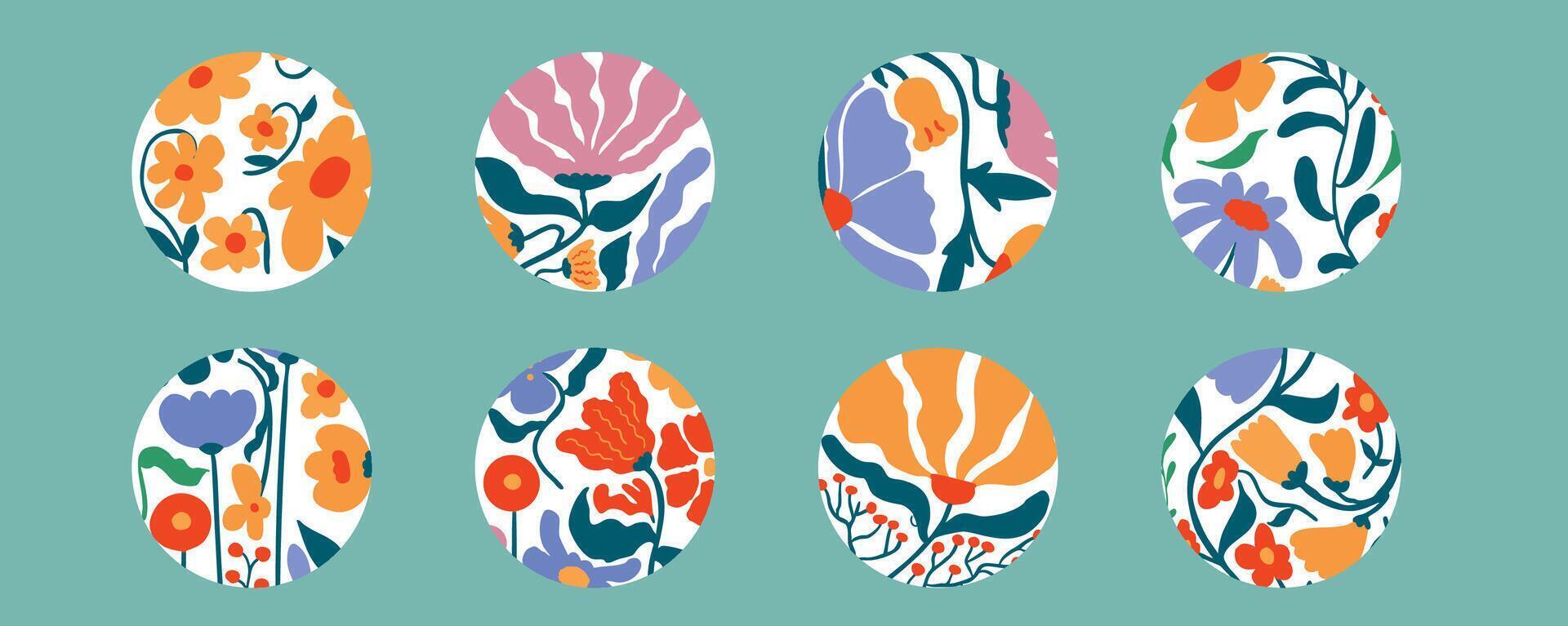 wavy groovy flower element object in naive style vector