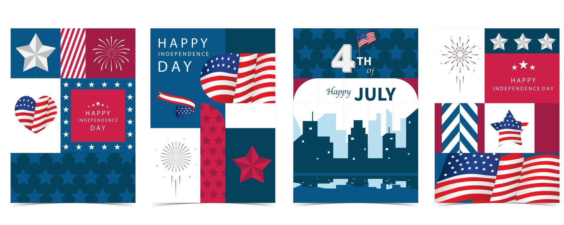 geometric 4th of July Independence Day background for A4 vertical design vector
