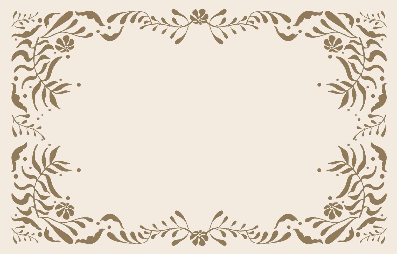 Retro flower and leaves frame banner in wavy line style for banner vector