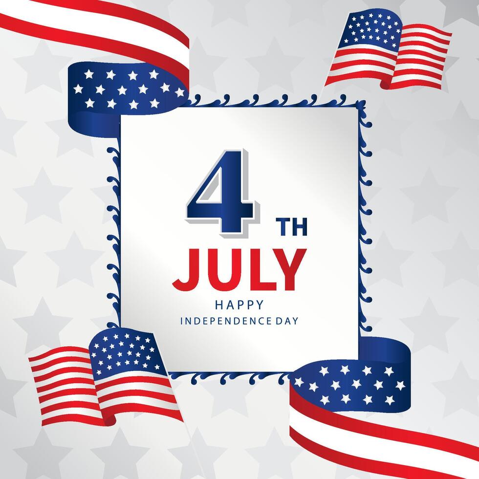 grey 4th of July Independence Day background with flag party vector