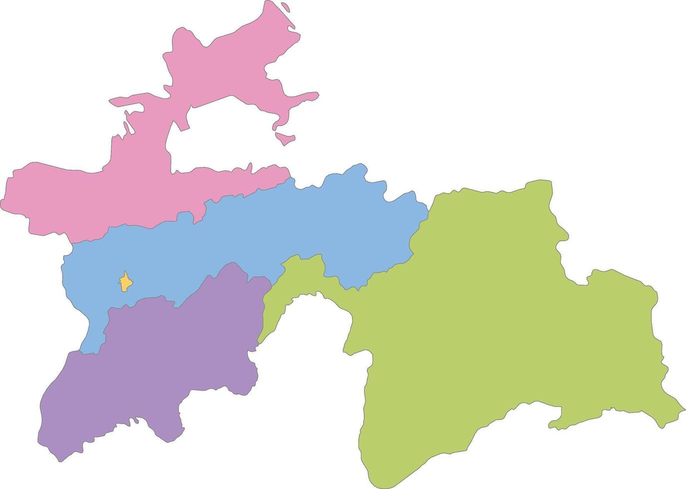 Multicolor Map of Tajikistan with Regions vector