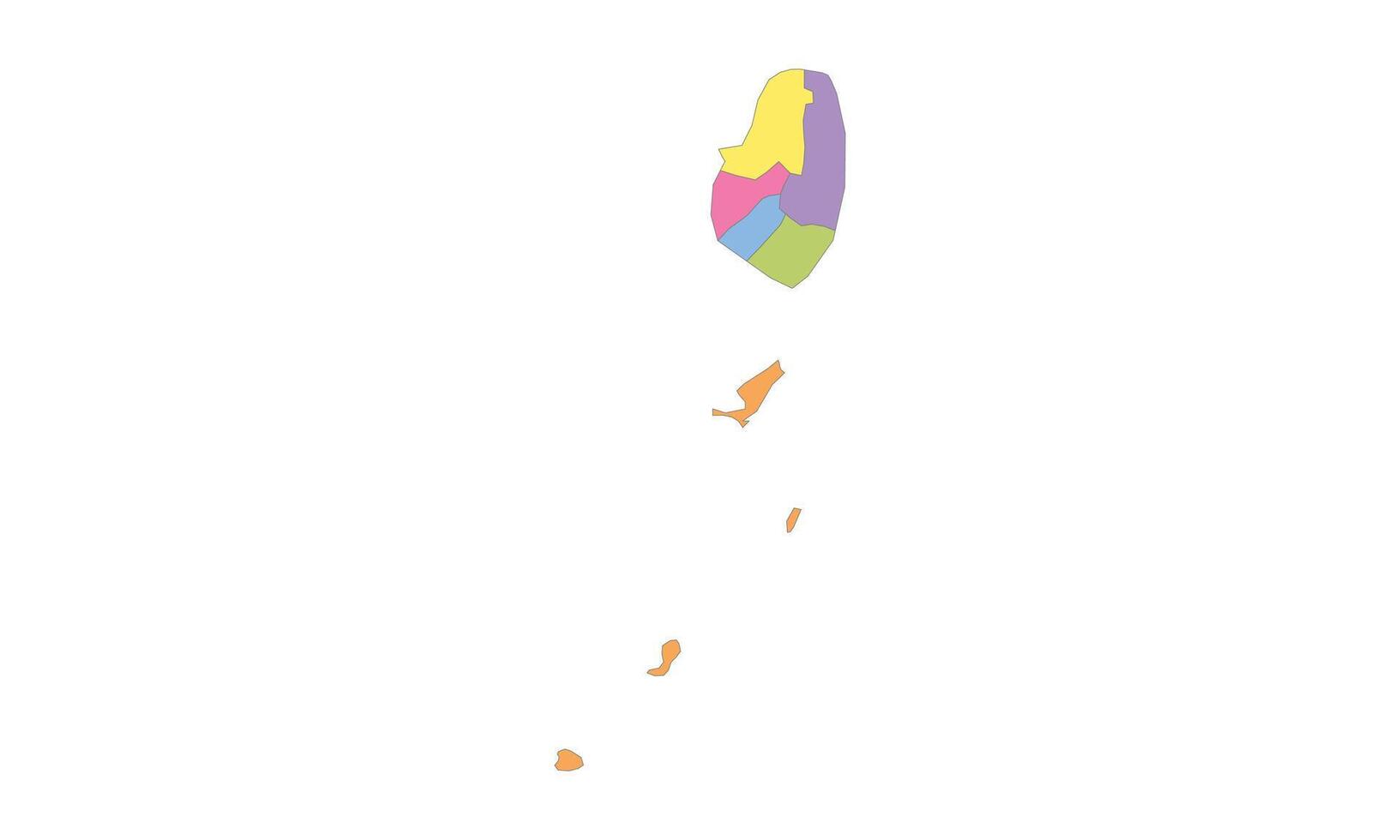 Multicolor Map of Saint Vincent and the Grenadines with Parishes vector