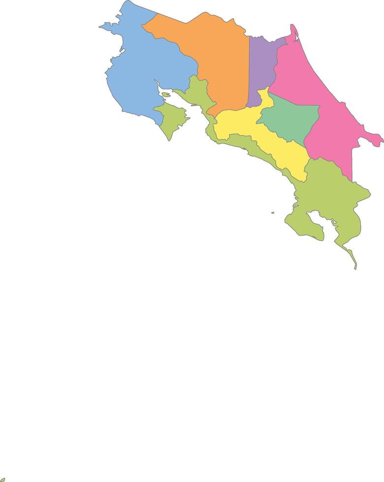 Multicolor Map of Costa Rica with Provinces vector