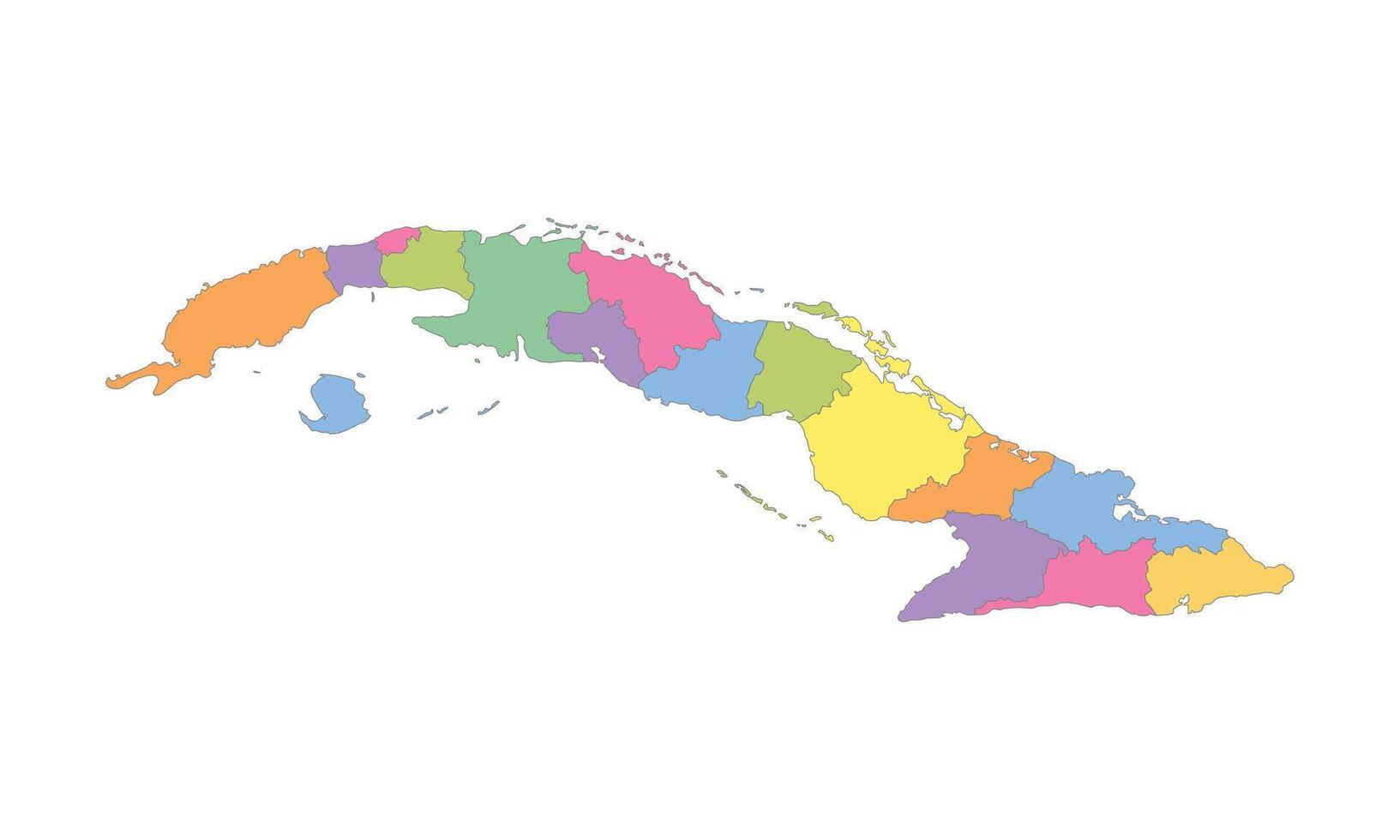 Multicolor Map of Cuba with Provinces vector