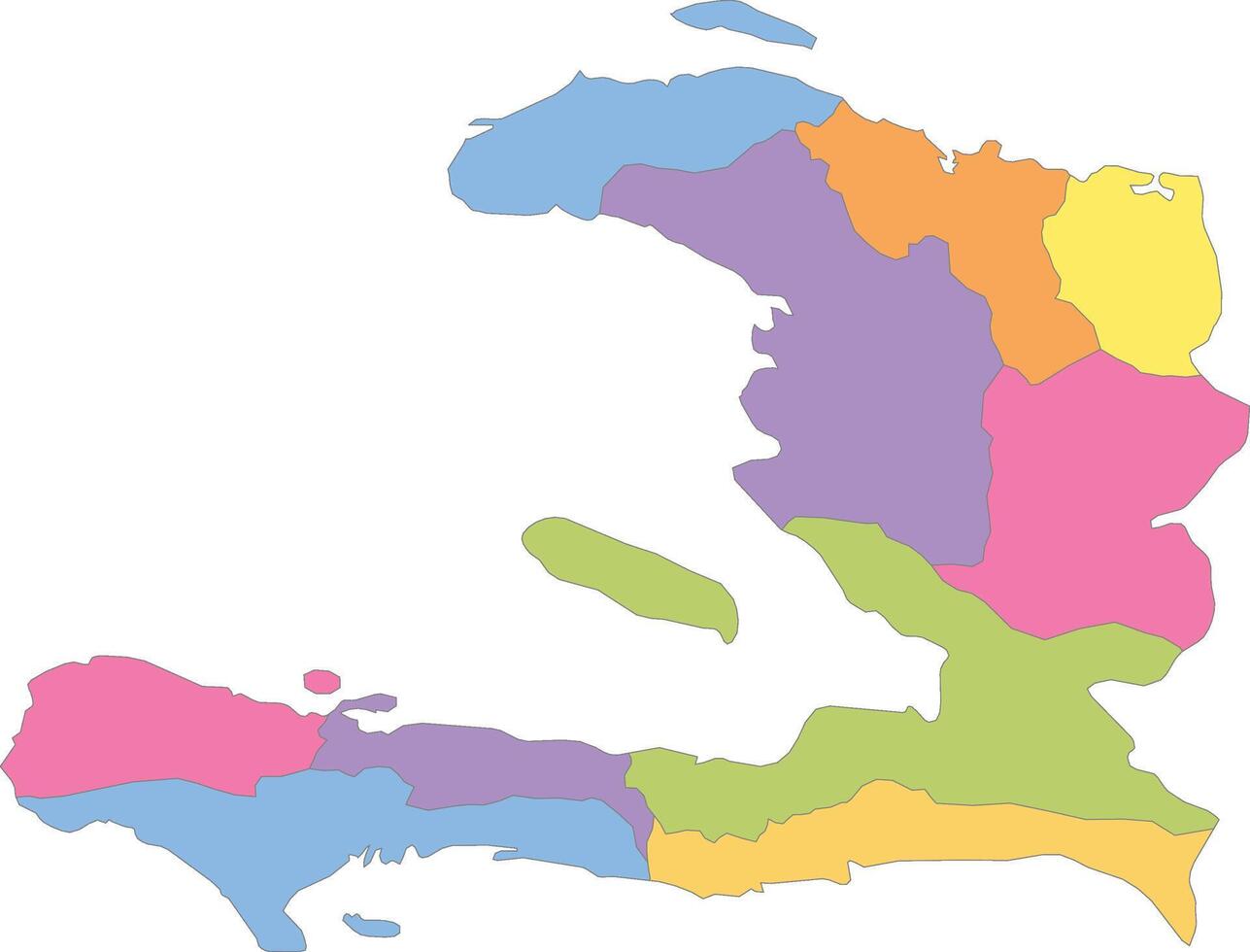 Multicolor Map of Haiti with Departments vector