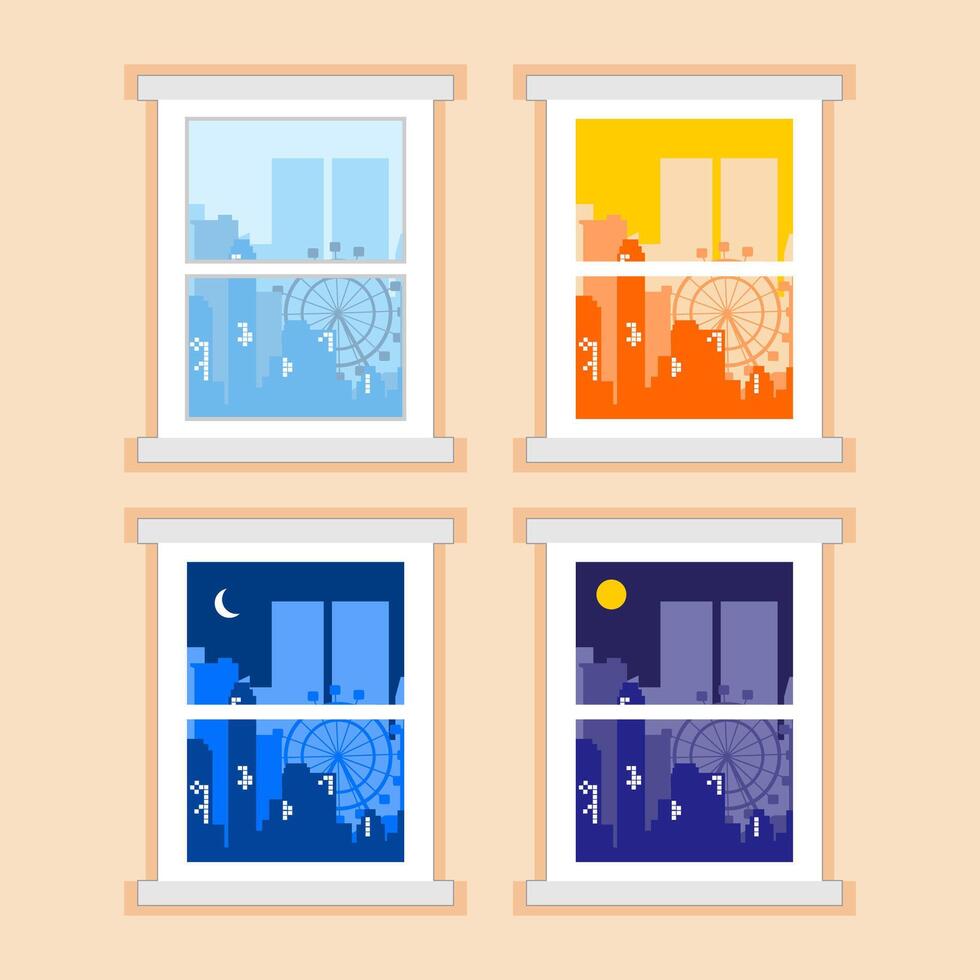 window views different times day image illustration vector