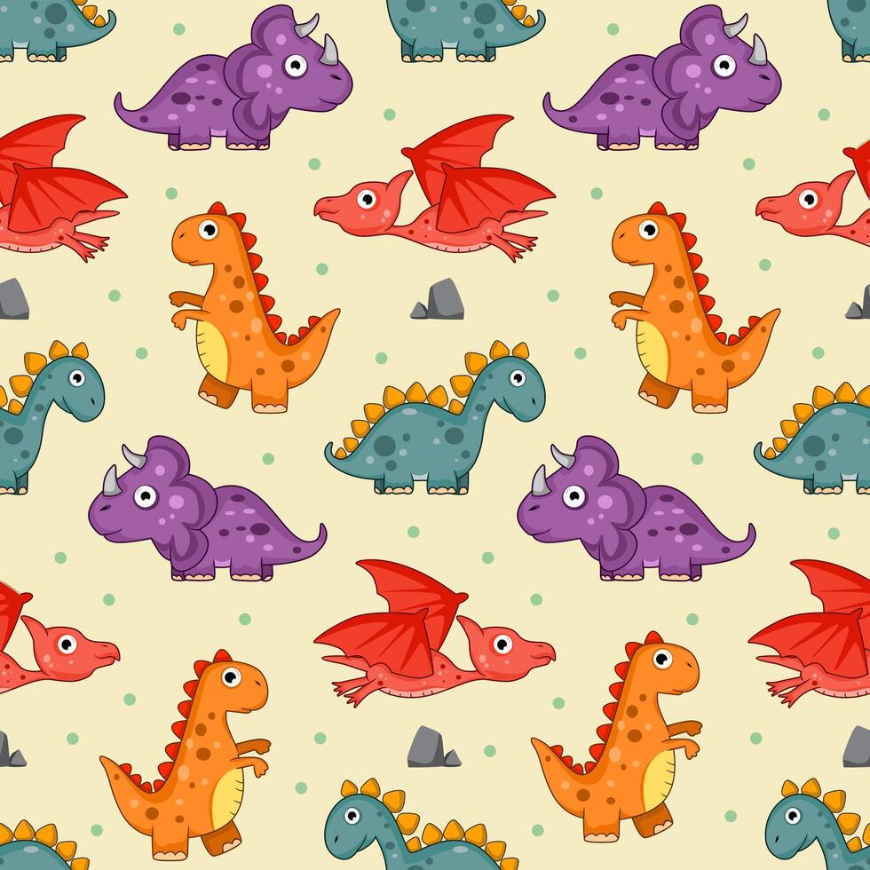 dinosaur seamless pattern cute design vector
