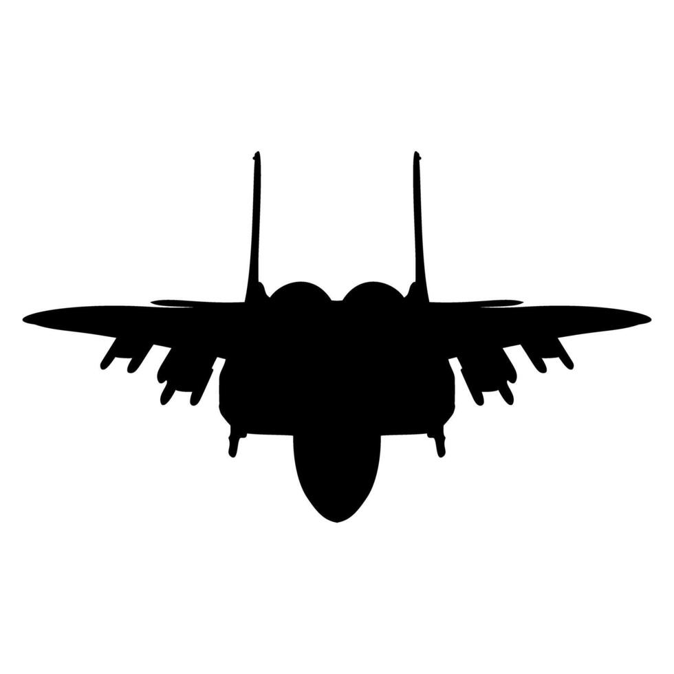Silhouette of a Black Military Jet Airplane on Transparent Backdrop vector