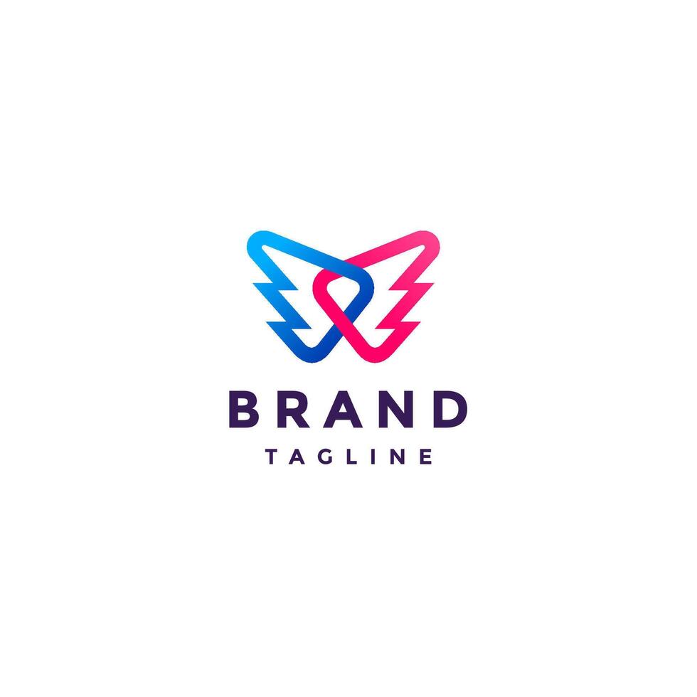 Colorful Two Linked Wings Icon Logo Design. Two Wings Linked to Each Other Logo Design. vector
