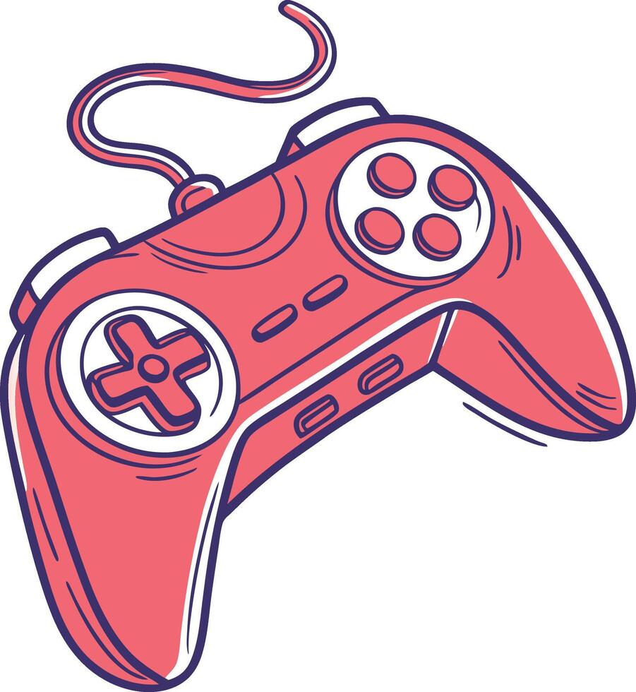 retro gaming controller with buttons and cable for playing console games vector