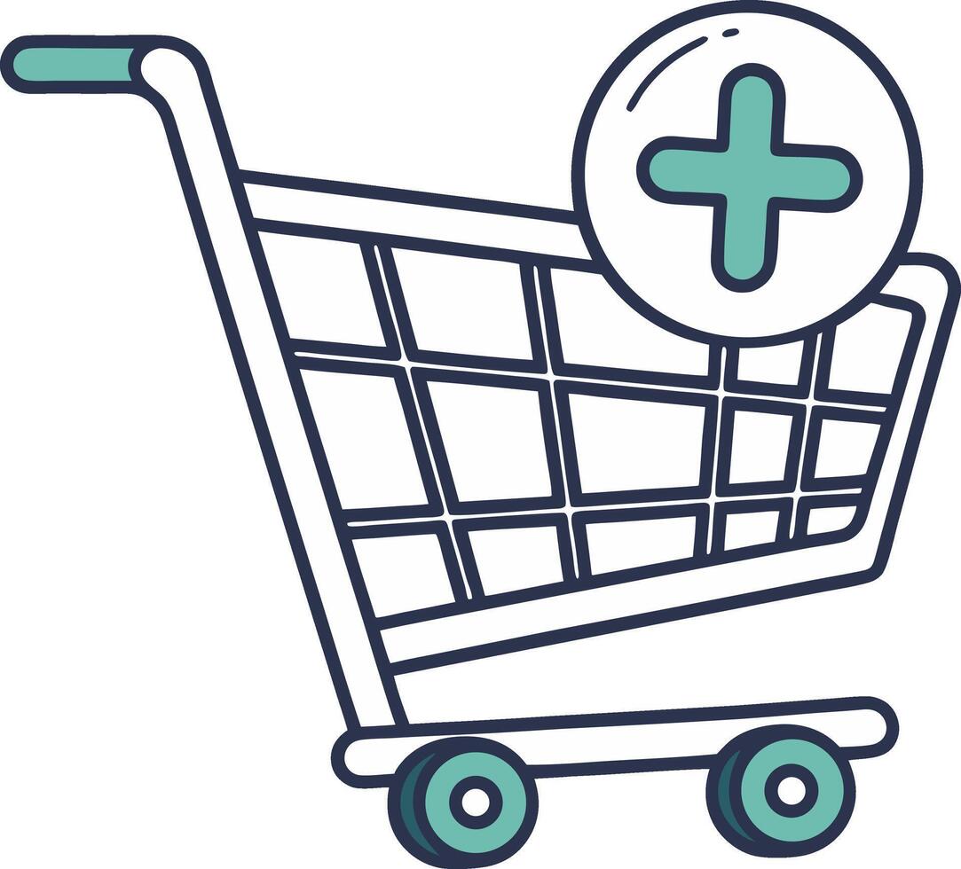 shopping cart with add symbol for online store ecommerce retail and purchase concept vector