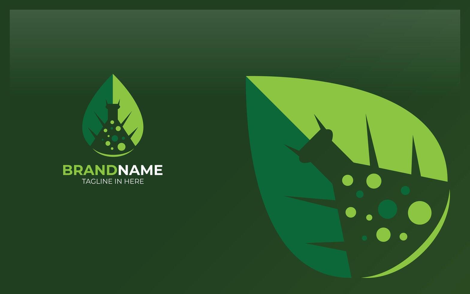 Bio logo forms a leaf symbol and chemical bottle negative space vector
