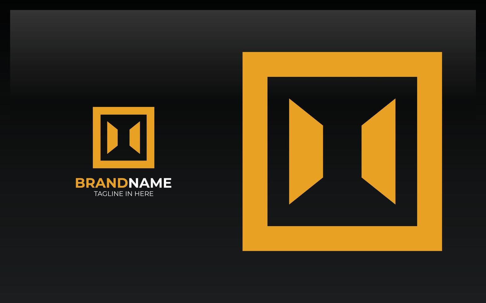 Square logo formed window symbol with gold color vector