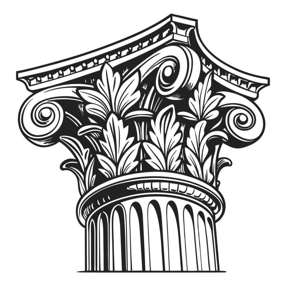 Ancient Greek architectural column illustration vector