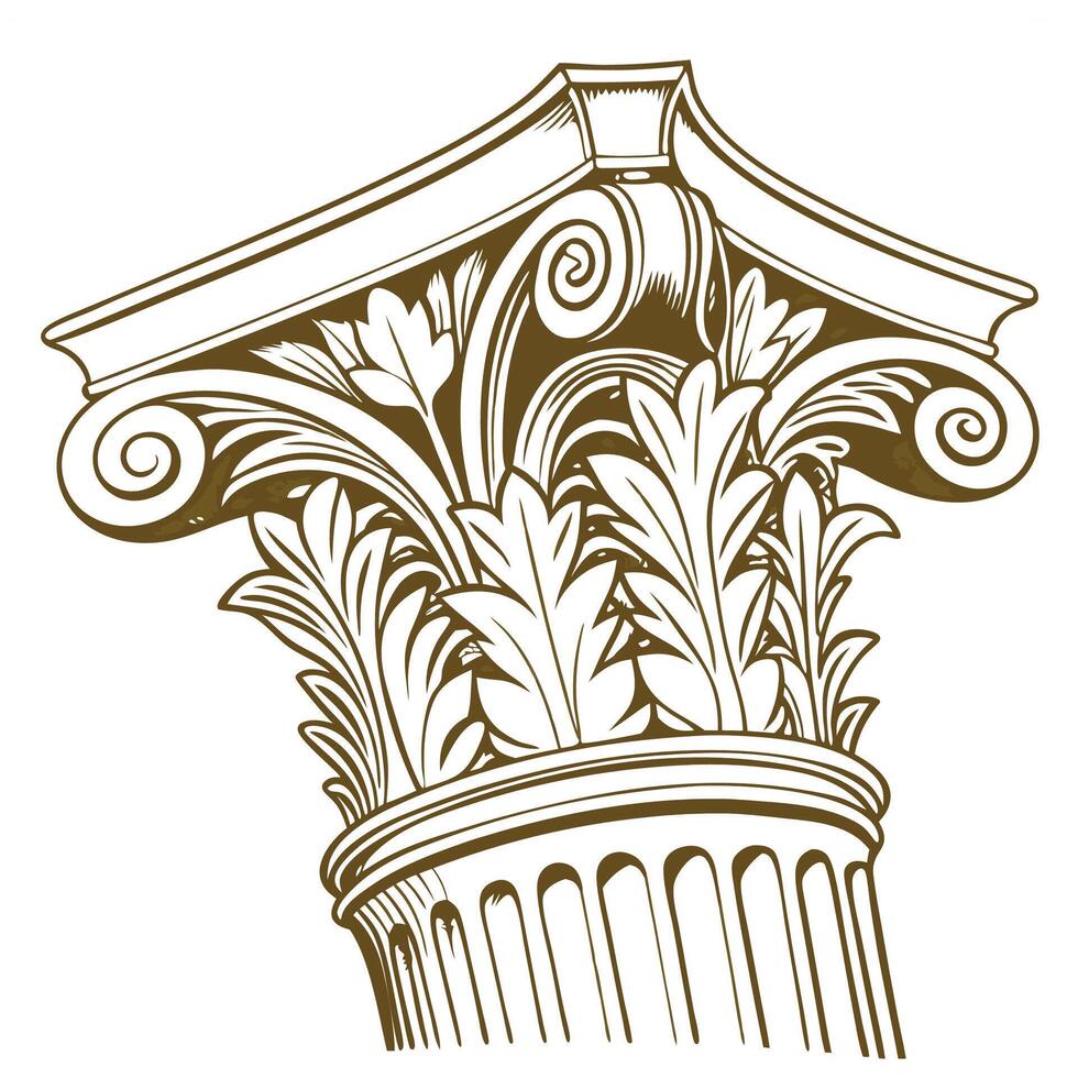 Ancient Greek column illustration with ornate floral pattern design vector