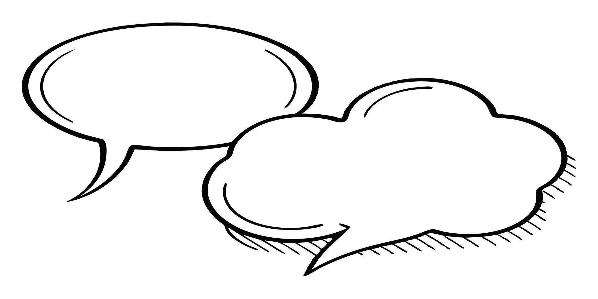 Comic speech bubble icons illustrate a funny cartoon mouse silhouette drawing vector